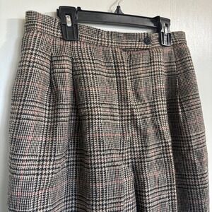 Vintage Wool High Waisted Glen Plaid Tapered Trousers Pants Women's 12 Academia